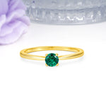 Minimalist Classic 4-Prong Round Cut Emerald Engagement Ring - Additional view