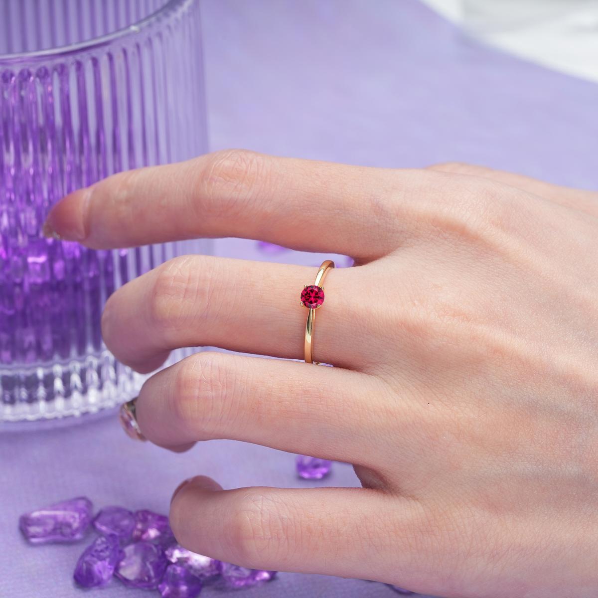 Minimalist Classic 4-Prong Round Cut Ruby Engagement Ring