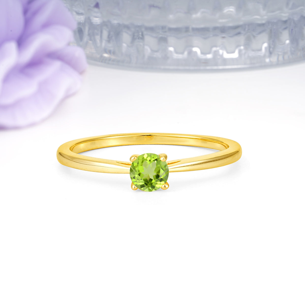 Minimalist Classic 4-Prong Round Cut Peridot Engagement Ring - Additional view