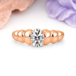Unique Stacked 4-Prong Oval Cut Lab Diamond Engagement Ring - Additional view