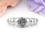 Unique Stacked 4-Prong Oval Cut Black Rutilated Quartz Engagement Ring - Additional view
