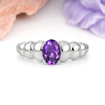 Unique Stacked 4-Prong Oval Cut Amethyst Engagement Ring - Additional view