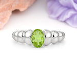 Unique Stacked 4-Prong Oval Cut Peridot Engagement Ring - Additional view