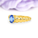 Unique Stacked 4-Prong Oval Cut Sapphire Engagement Ring - Additional view