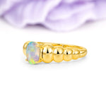 Unique Stacked 4-Prong Oval Cut Fire Opal Engagement Ring - Additional view