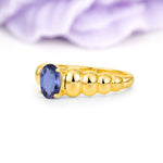 Unique Stacked 4-Prong Oval Cut Tanzanite Engagement Ring - Additional view
