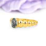 Unique Stacked 4-Prong Oval Cut Black Rutilated Quartz Engagement Ring - Additional view