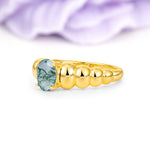 Unique Stacked 4-Prong Oval Cut Moss Agate Engagement Ring - Additional view