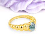 Unique Stacked 4-Prong Oval Cut Moss Agate Engagement Ring - Additional view