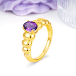 Unique Stacked 4-Prong Oval Cut Amethyst Engagement Ring - Additional view
