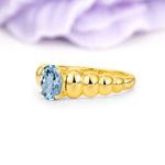 Unique Stacked 4-Prong Oval Cut Aquamarine Engagement Ring - Additional view