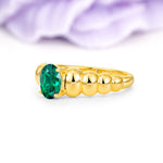 Unique Stacked 4-Prong Oval Cut Emerald Engagement Ring - Additional view