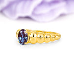 Unique Stacked 4-Prong Oval Cut Alexandrite Engagement Ring - Additional view