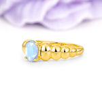 Unique Stacked 4-Prong Oval Cut Moonstone Engagement Ring - Additional view
