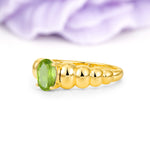 Unique Stacked 4-Prong Oval Cut Peridot Engagement Ring - Additional view