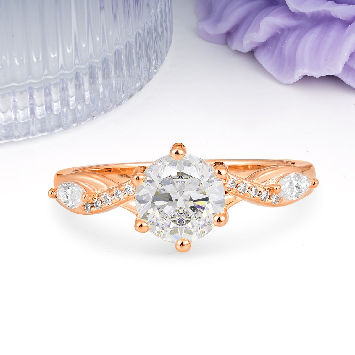 Unique Intertwined 6-Prong Round Cut Moissanite Engagement Ring - Additional view