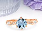 Unique Intertwined 6-Prong Round Cut Aquamarine Engagement Ring - Additional view