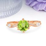 Unique Intertwined 6-Prong Round Cut Peridot Engagement Ring - Additional view