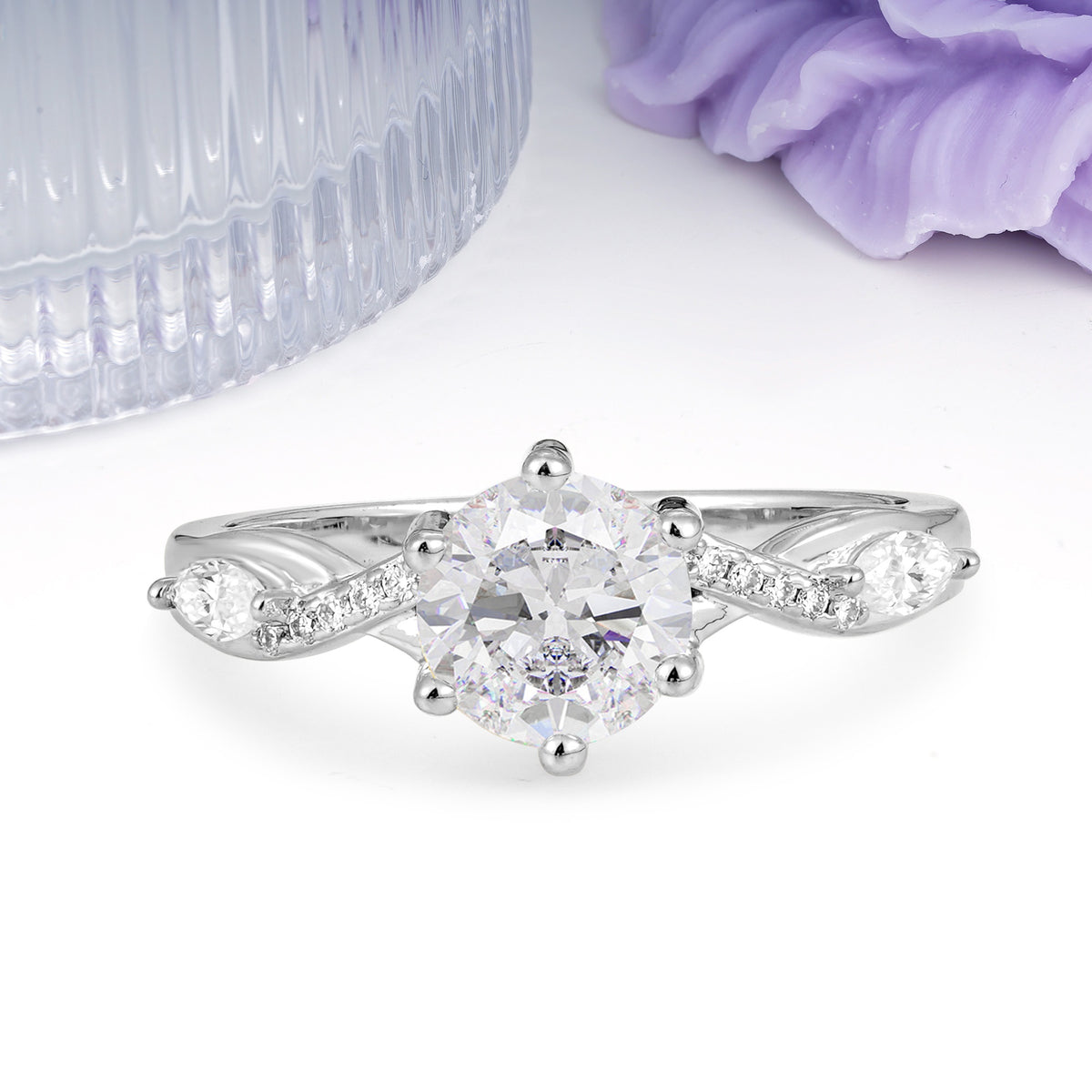 Unique Intertwined 6-Prong Round Cut Moissanite Engagement Ring - Additional view