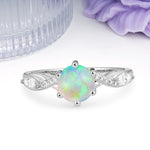Unique Intertwined 6-Prong Round Cut Fire Opal Engagement Ring - Additional view