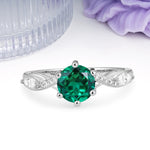 Unique Intertwined 6-Prong Round Cut Emerald Engagement Ring - Additional view