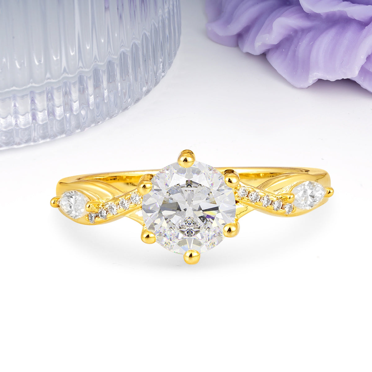 Unique Intertwined 6-Prong Round Cut Moissanite Engagement Ring - Additional view