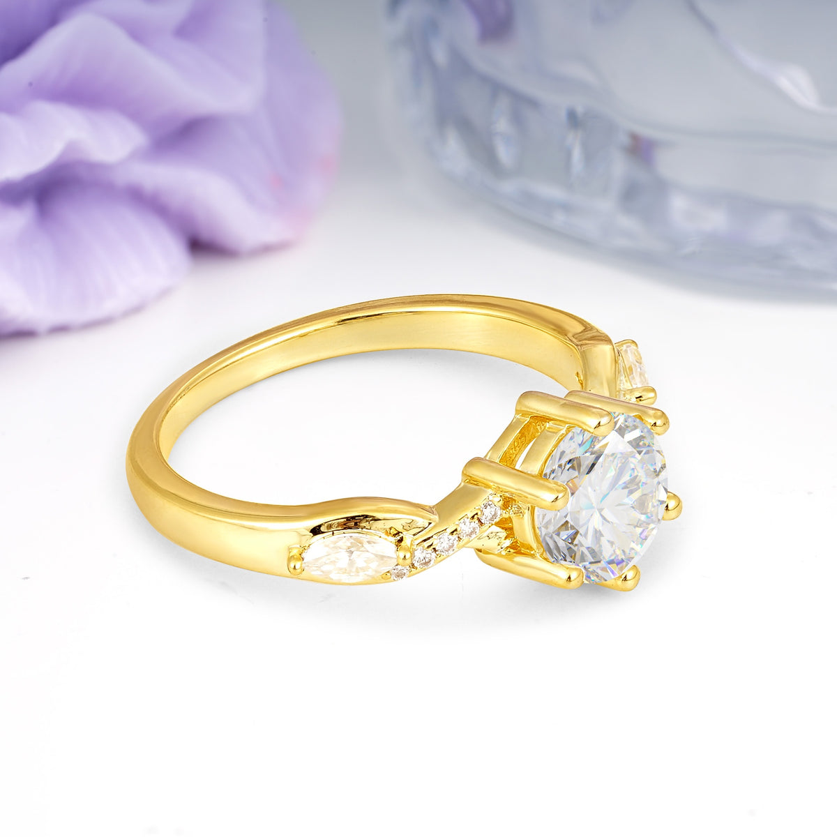 Unique Intertwined 6-Prong Round Cut Moissanite Engagement Ring - Additional view