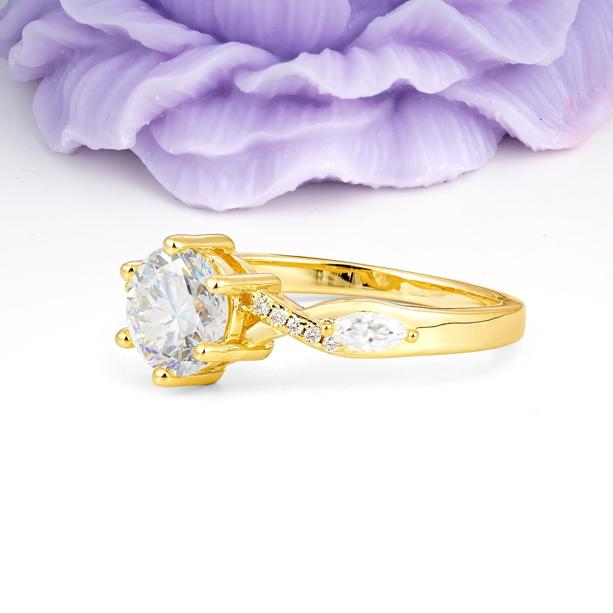 Unique Intertwined 6-Prong Round Cut Moissanite Engagement Ring - Additional view