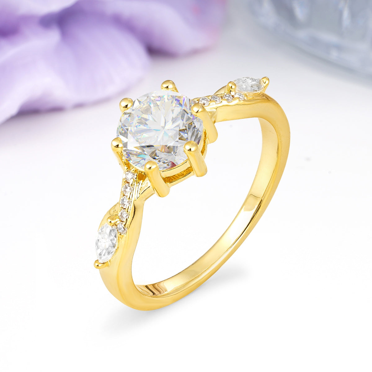 Unique Intertwined 6-Prong Round Cut Moissanite Engagement Ring - Additional view