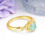 Unique Intertwined 6-Prong Round Cut Fire Opal Engagement Ring - Additional view