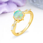 Unique Intertwined 6-Prong Round Cut Fire Opal Engagement Ring - Additional view