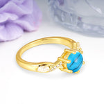 Unique Intertwined 6-Prong Round Cut Turquoise Engagement Ring - Additional view