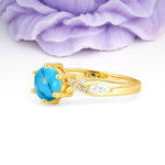 Unique Intertwined 6-Prong Round Cut Turquoise Engagement Ring - Additional view
