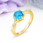 Unique Intertwined 6-Prong Round Cut Turquoise Engagement Ring - Additional view