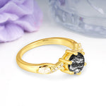 Unique Intertwined 6-Prong Round Cut Black Rutilated Quartz Engagement Ring - Additional view
