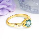 Unique Intertwined 6-Prong Round Cut Moss Agate Engagement Ring - Additional view