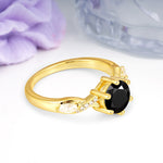 Unique Intertwined 6-Prong Round Cut Black Onyx Engagement Ring - Additional view