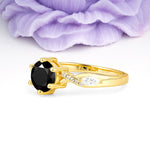 Unique Intertwined 6-Prong Round Cut Black Onyx Engagement Ring - Additional view