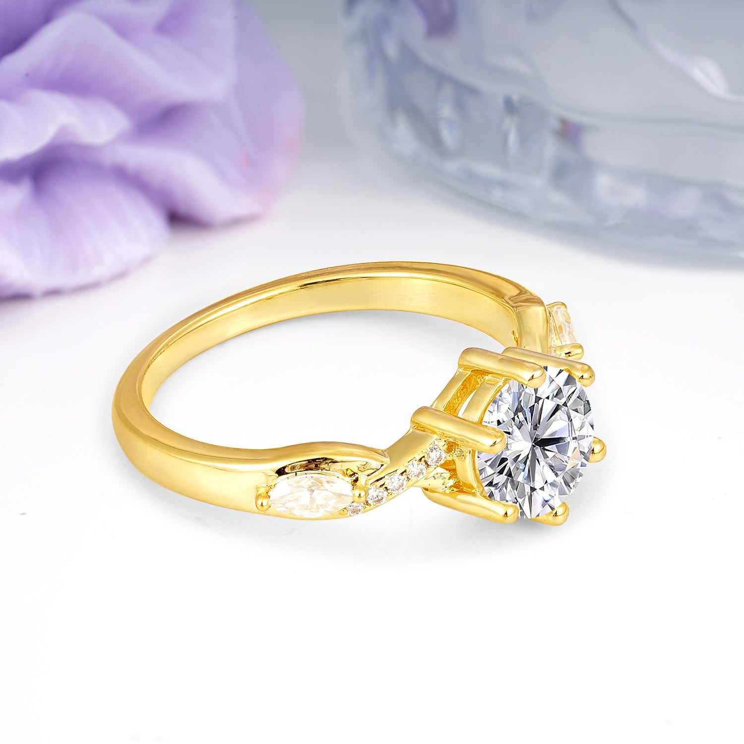 Unique Intertwined 6-Prong Round Cut Lab Diamond Engagement Ring - Additional view