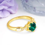Unique Intertwined 6-Prong Round Cut Emerald Engagement Ring - Additional view