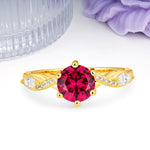 Unique Intertwined 6-Prong Round Cut Ruby Engagement Ring - Additional view