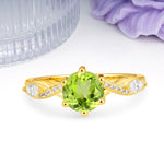 Unique Intertwined 6-Prong Round Cut Peridot Engagement Ring - Additional view