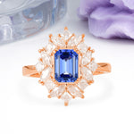 Unique & Classic 12-Prong Emerald Cut Sapphire Engagement Ring - Additional view