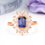 Unique & Classic 12-Prong Emerald Cut Tanzanite Engagement Ring - Additional view