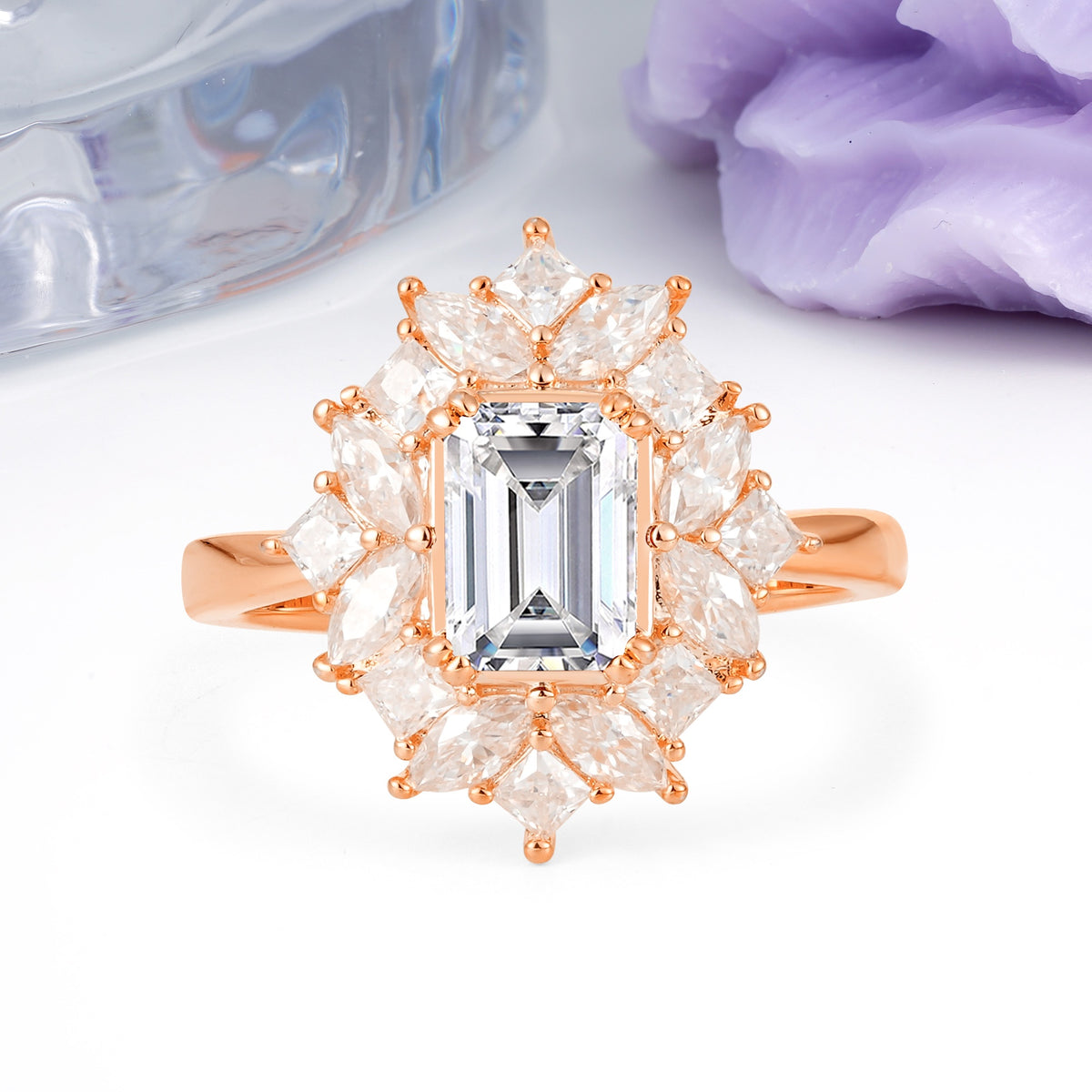 Unique & Classic 12-Prong Emerald Cut Lab Diamond Engagement Ring - Additional view