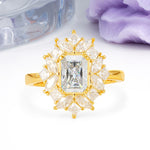 Unique & Classic 12-Prong Emerald Cut Moissanite Engagement Ring - Additional view