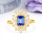 Unique & Classic 12-Prong Emerald Cut Sapphire Engagement Ring - Additional view