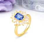 Unique & Classic 12-Prong Emerald Cut Sapphire Engagement Ring - Additional view