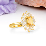 Unique & Classic 12-Prong Emerald Cut Citrine Engagement Ring - Additional view
