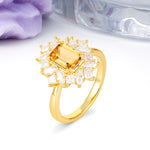 Unique & Classic 12-Prong Emerald Cut Citrine Engagement Ring - Additional view